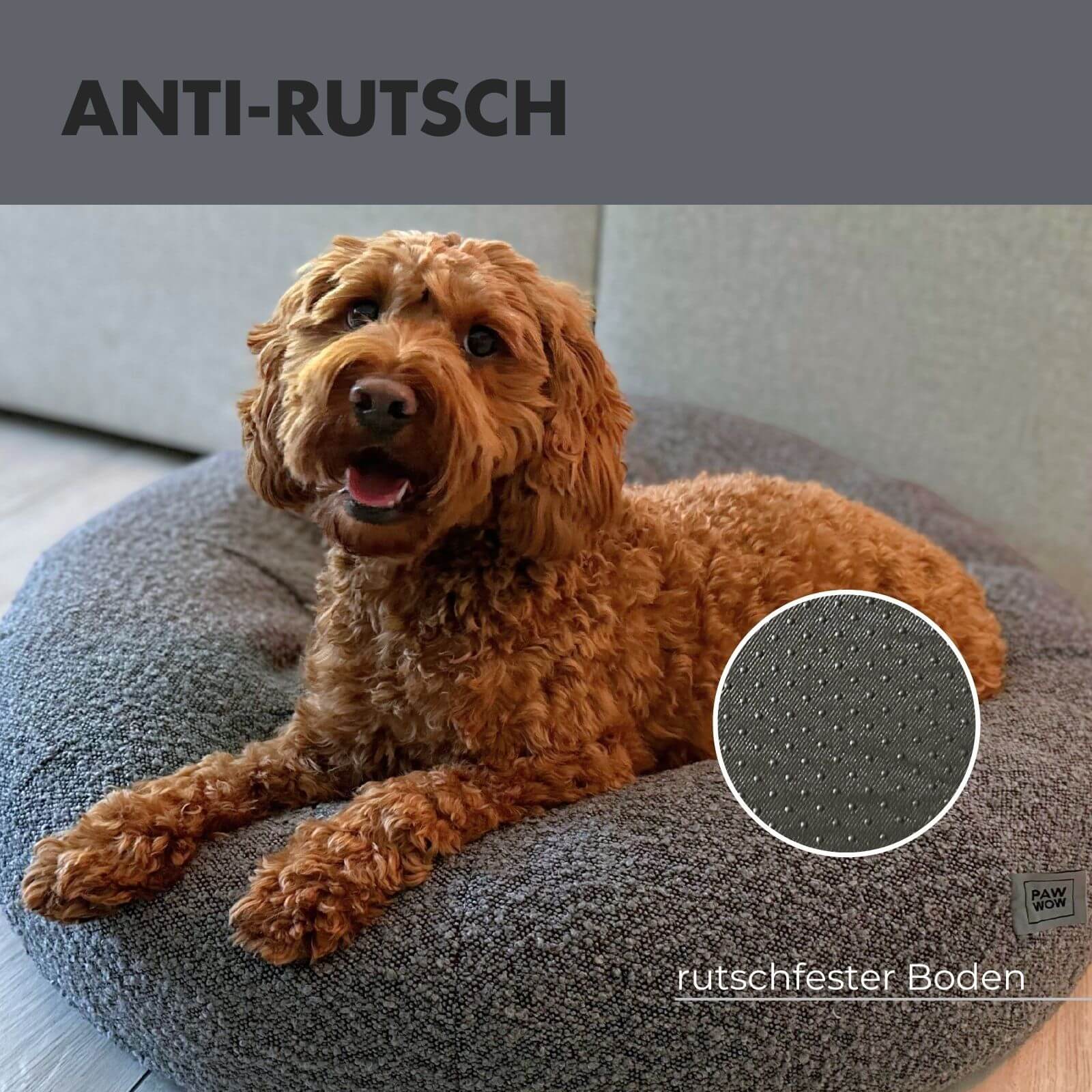 Hundebett LENI Bouclé Grau Ø 80cm