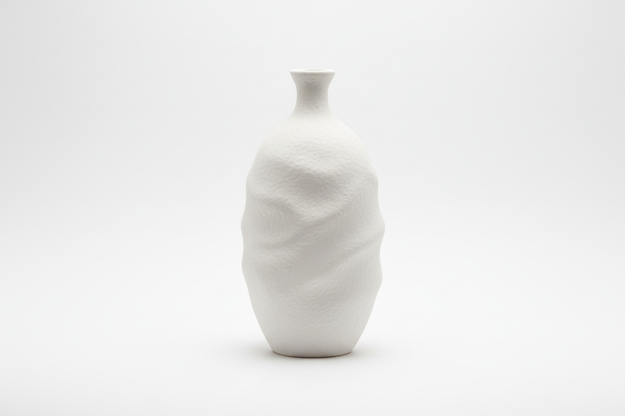 Weiße Keramikvase – Freisteller Querformat, elegante Form