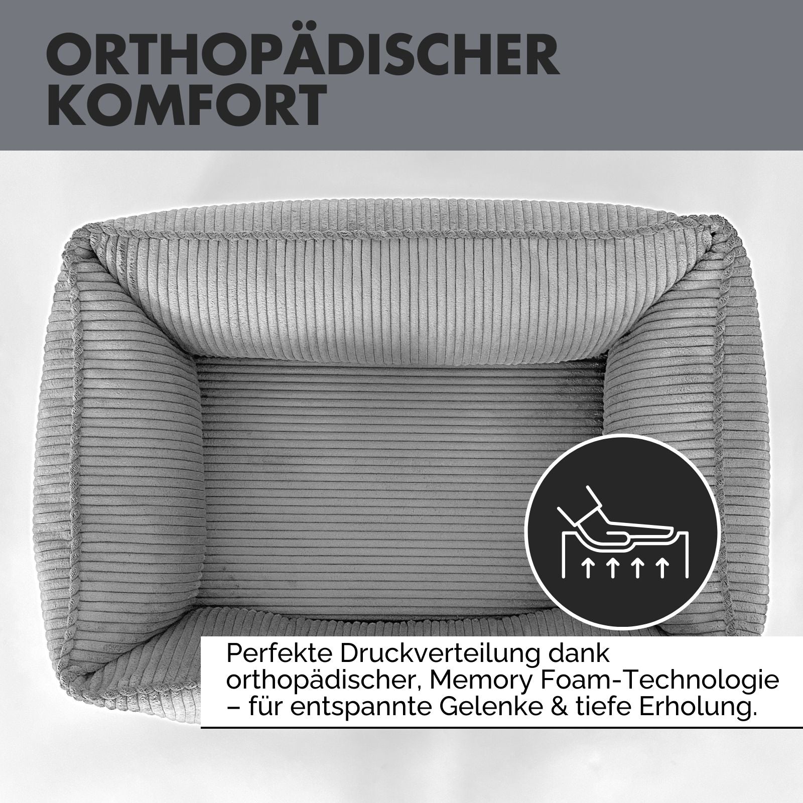 Hundebett ANTON Cord Grau