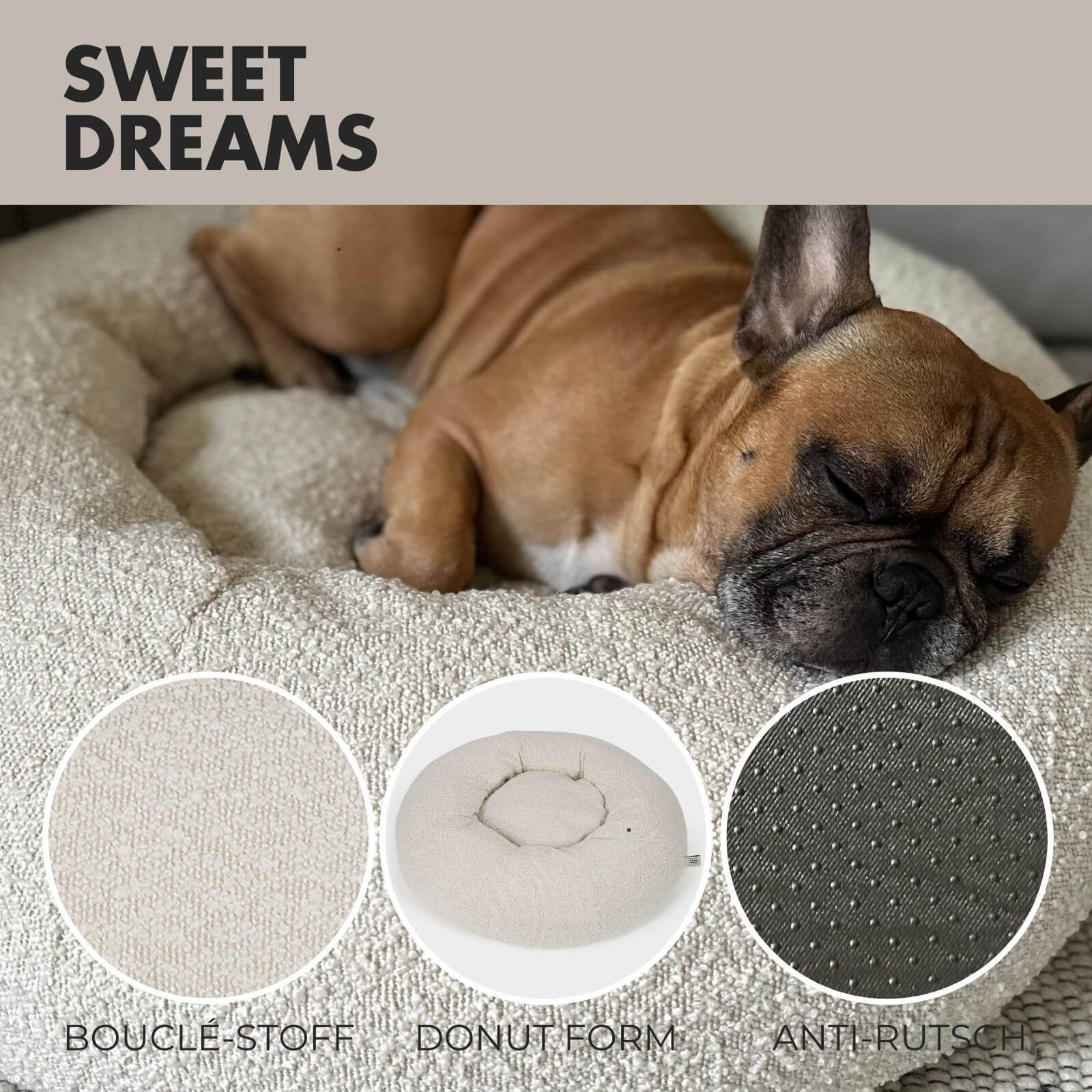 Hundebett LENI Bouclé Beige
