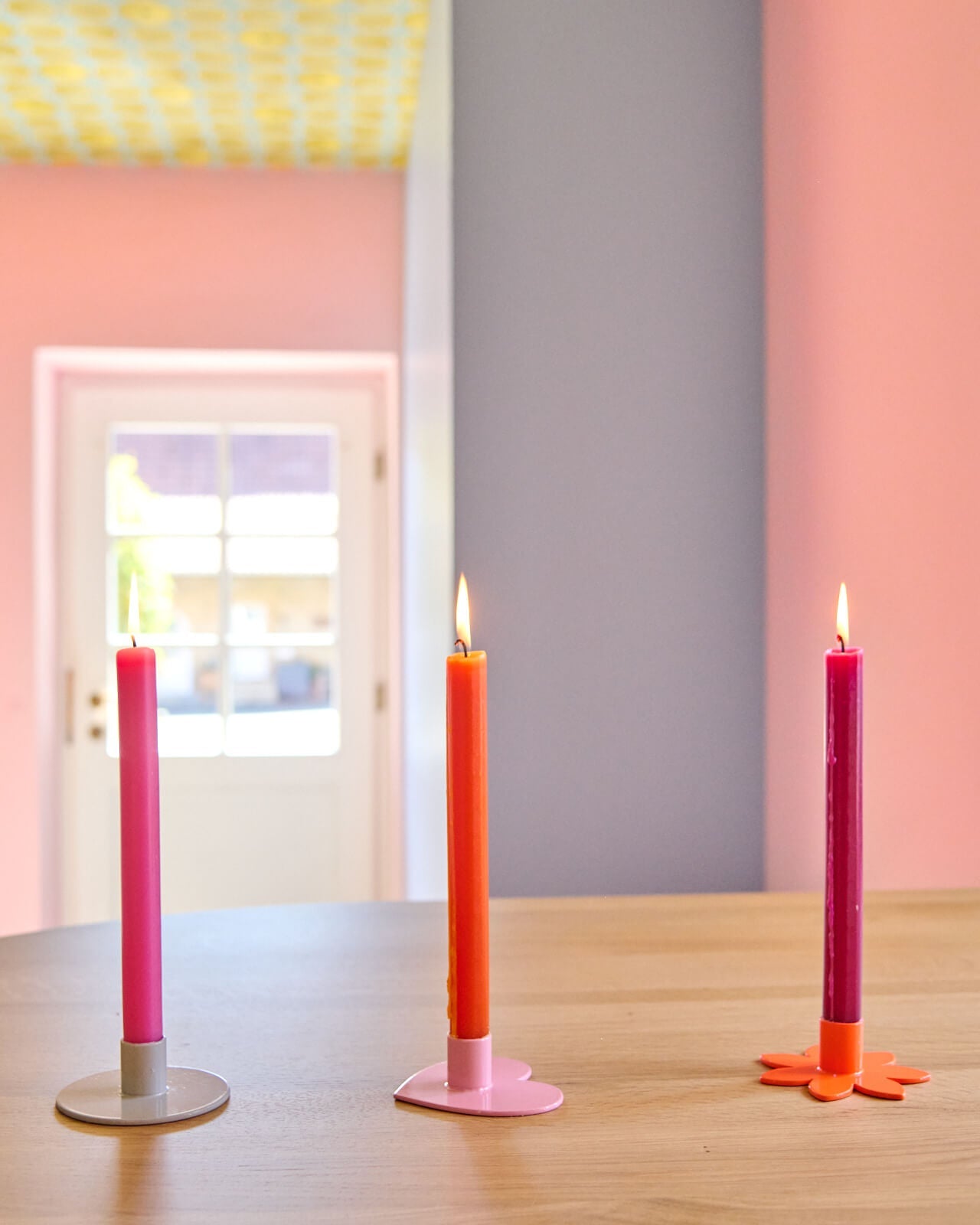 Kerzenständer | Kerzenhalter für Stabkerzen BLUME Orange + Kerze